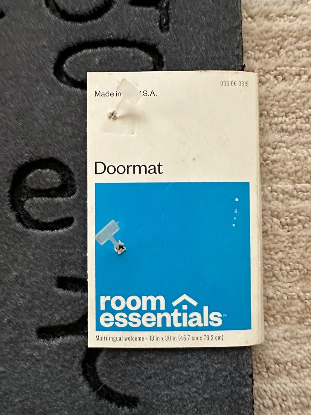 Room Essentials™ Multilingual Welcome Doormat - Black with Red Welcome 30” x 18”